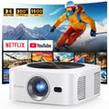 HAPPRUN 1500 ANSI Lumens Smart Projector Compatible with Netflix, 4K Decoding Movie Projector with WiFi & Bluetooth, Auto Focus & Keystone, Built-in Streaming Apps, Outdoor Projector for Home Theater