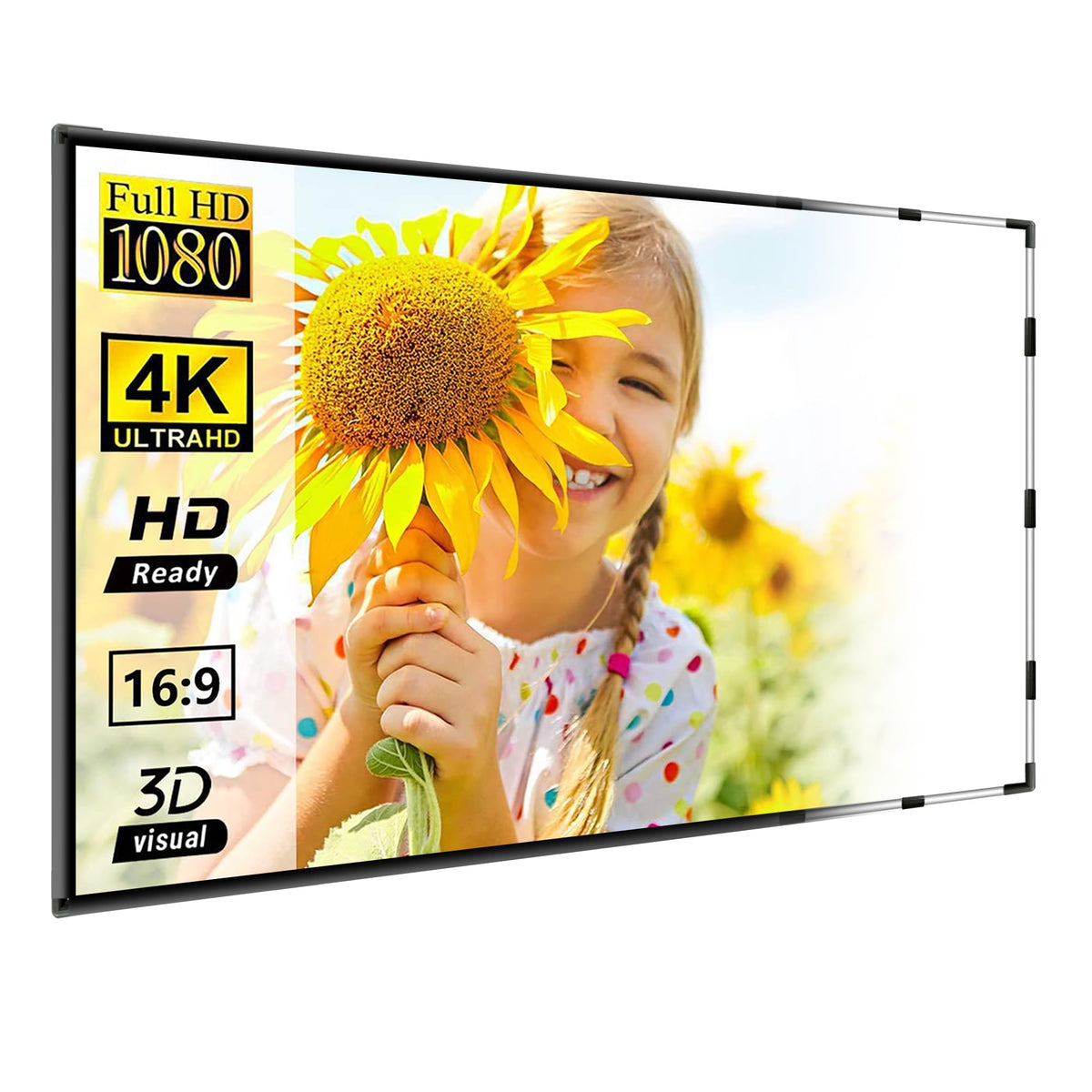 HOIN 120 inch Protable Outdoor Projector Screen 4K 16:9 HD Foldable Movies Screen with Frame