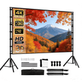 HVKDIEB 150 inch Outdoor Projector Screen with Stand,16:9 4K 3D Indoor Movie Screen,Wrinkle Resistant,Suitable for Home Theater Movies Night