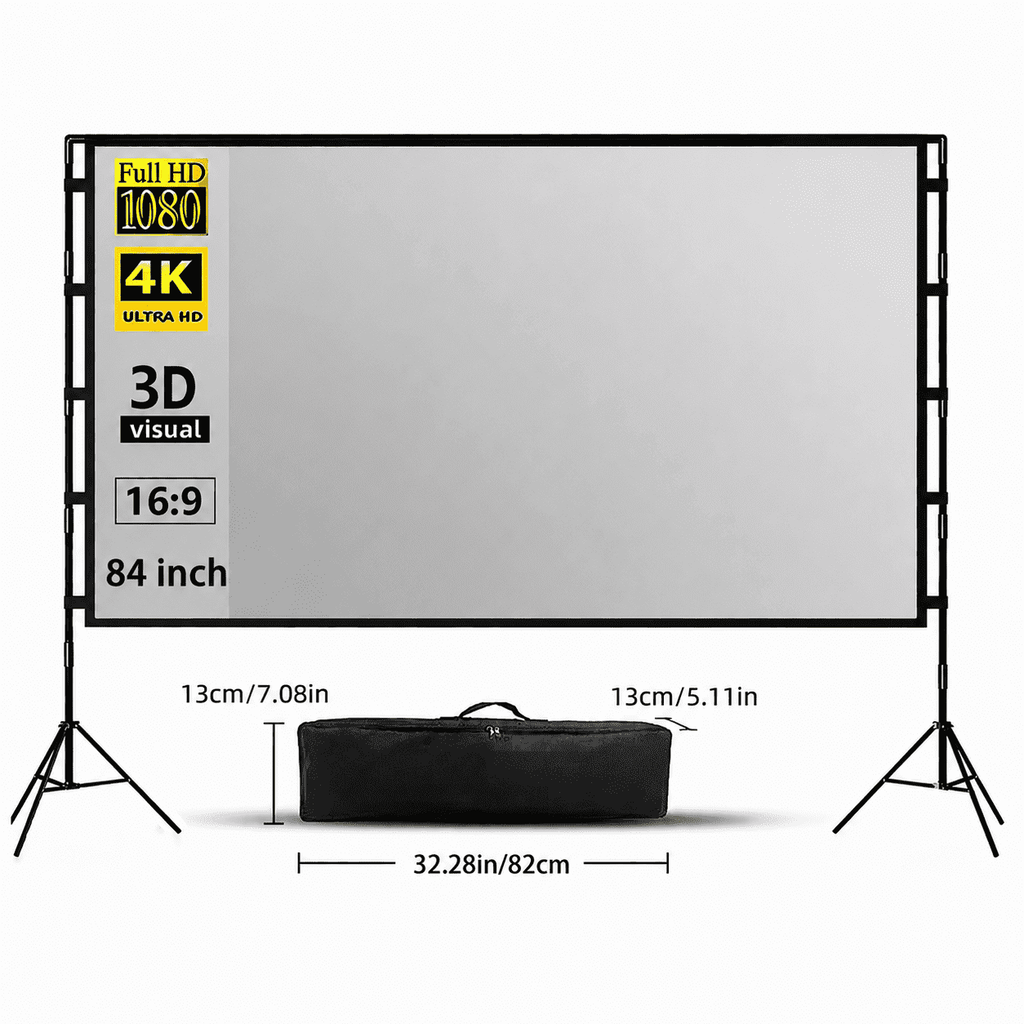 HVKDIEB Grey ALR Projector Screen with Stand, Portable 84 Inch 16:9 Projection Screen with Double Tripod & Carry Bag for Indoor Outdoor Home Theater Movie Night