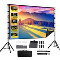 HVKDIEB Outdoor Projector Screen with Stand, 100 Inch Milk Silk Fabric with Black Backing, Double Tripod Movie Screen with Carry Bag for Backyard Home Theater