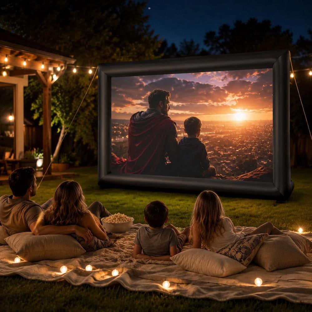 Inflatable Movie Screen, 24 Ft, Front and Rear Projection Capability, Quick Setup, Portable Storage Bag Included