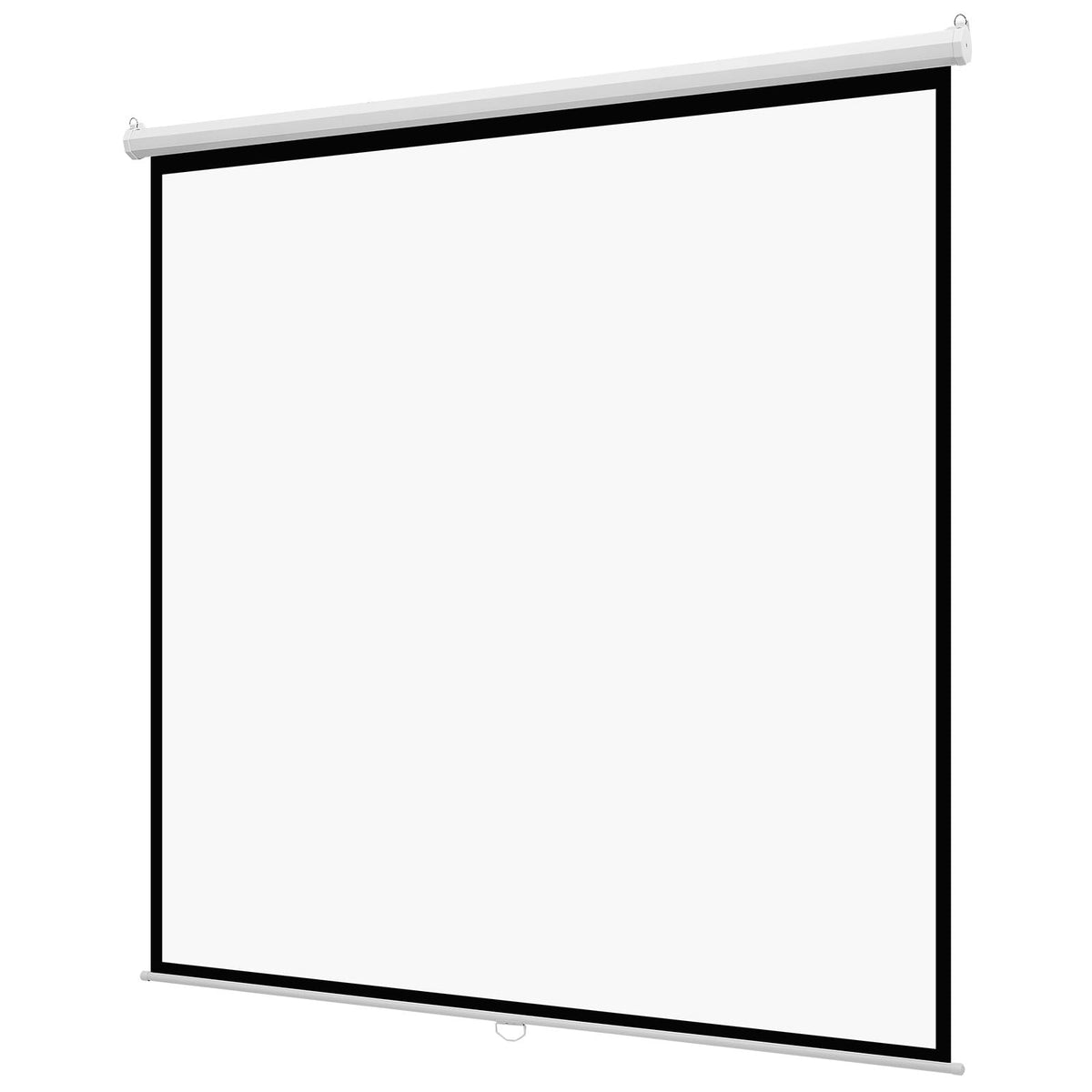 KFFKFF Manual Pull-Down Projector Screen, 120-Inch 1:1 Ratio, 4K and 1080 HD Compatible, Wall-Mounted Retractable Screen with Pull Cord, Portable Display for Home, Office, or Theater Use