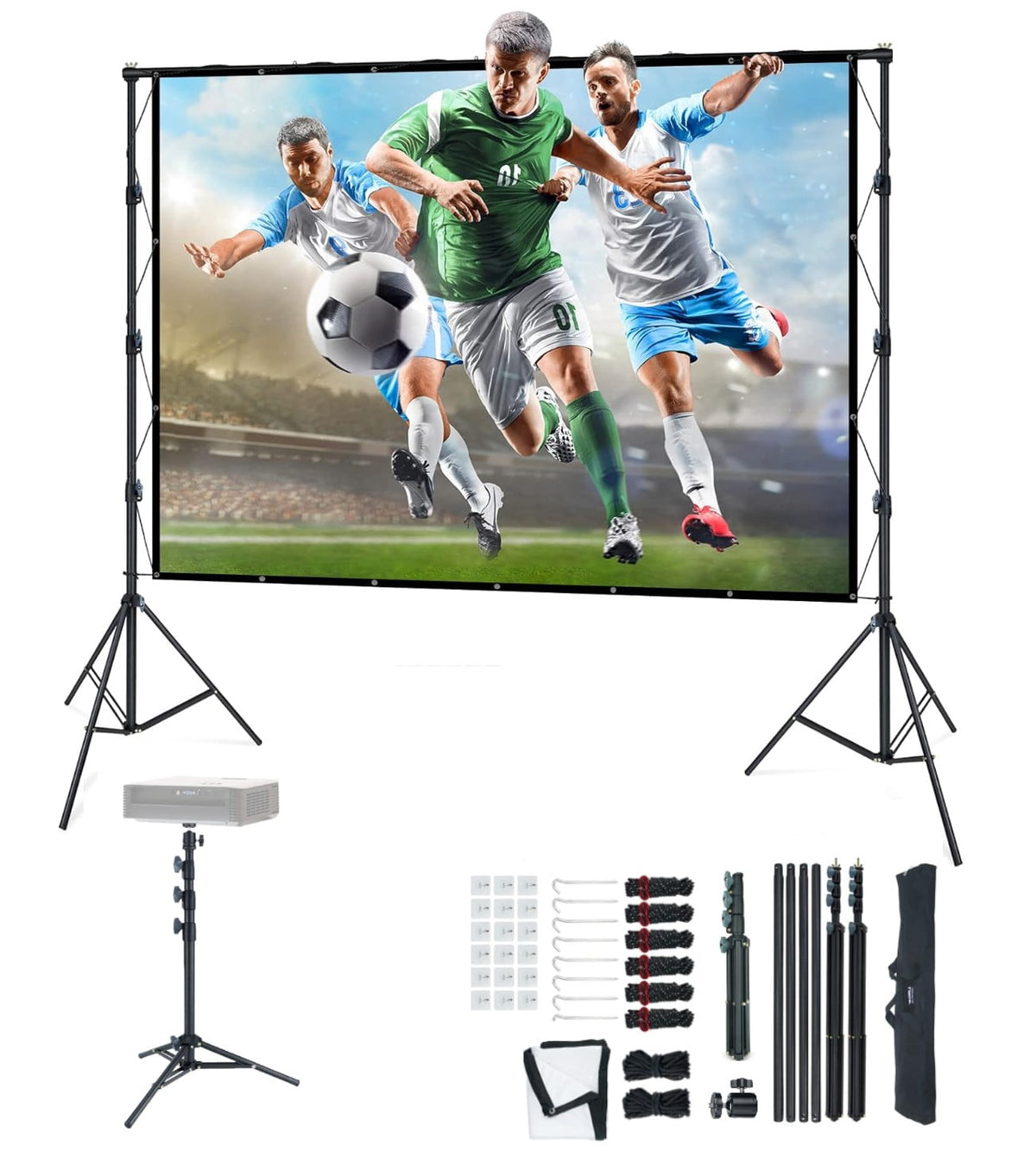 LINCO 120in Projector Screen Stand with Project Stand for 4K HD 16: 9 Screen Wrinkle-Free with Carrying Bag -AM307T