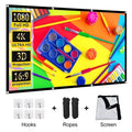 GAINVANE Projector Screen 100 inch 16:9 Outside Projector Screen Portable Outdoor Indoor Wrinkle-Free 4K HD Wall-Mounted Backyard Movie Night Camping Office Presentation
