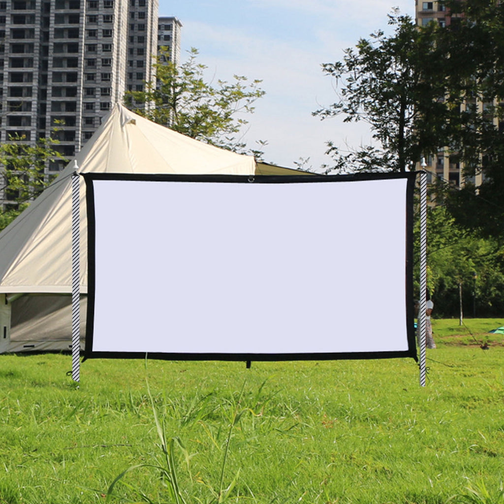 Projector Screen 130 /110 Inch, Movie Projector Screen 16:9 Foldable Portable Wrinkle Indoor Outdoor Projection For Home, Party, Office, Classroom,Clearance
