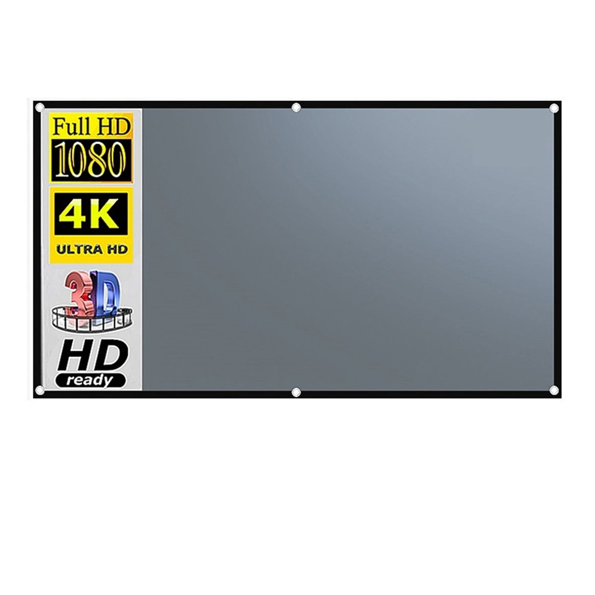 Projector Screen 16:9 Metal Anti Light 84 100 120 130 Inch Gray Optical Coating Portable Reflective Canvas Projection ,Wrinkle-Free