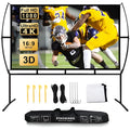 Projector Screen with Stand Foldable Portable Movie Screen 120 Inch, HD 4K Double Sided Projection Screen Indoor Outdoor Projector Movies Screen for Home Theater,16:9