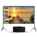Projector Screen with Stand, WEIJIEMING 100 inch Foldable and Portable Projection Screen 16:9 4K HD Rear Front Wrinkle-Free Movie Screen with Carry Bag for Indoor Outdoor Home Theater Backyard Cinema