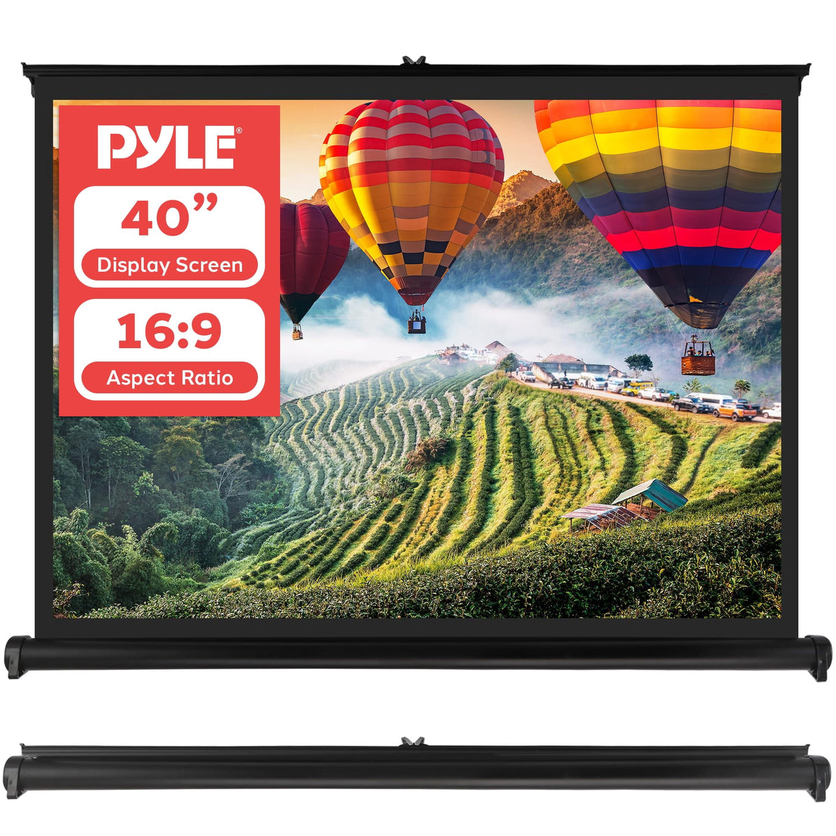 Pyle 40 Inch Projector Viewing Manual Retractable Pull Out Style Display Screen