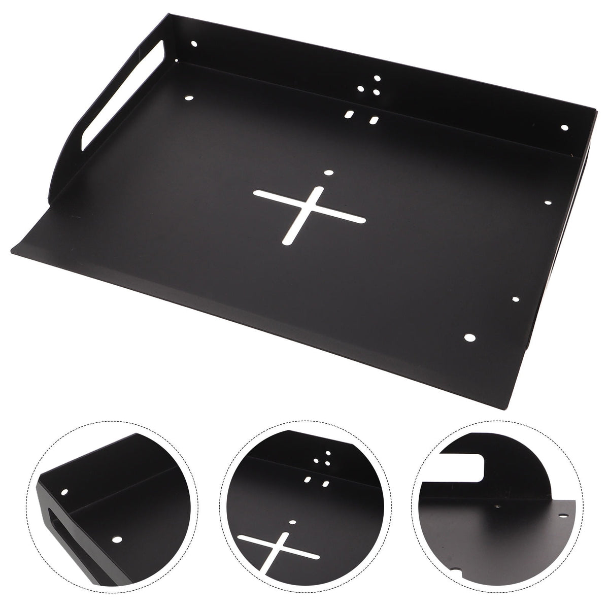 RENACLIPY Black Wall-Mounted Projector Shelf with Router Tray Holder for Home Organization and Space Saving, Easy to Install