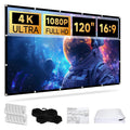 SCREENMAX Projector Screen 120 inch, 16:9 4K HD Movie Portable Projector Screen Indoor Outdoor Projection Screen Wrinkle-Free Foldable Movie Screen for Backyard