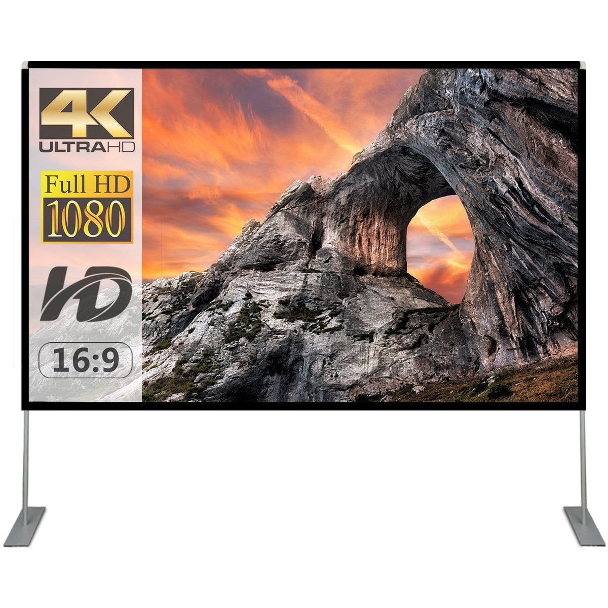 SKERELL Deal for 100 inch Portable Projector Screen with Stand,4K 16:9 Outdoor Movie Screen with Carry Bag