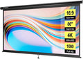 SPECSTAR 80 inch Manual Pull Down Projector Screen, 16:9 HD Retractable Projector Screens with Auto Locking for Movie Home Theater Cinema Office Video Game, Black(70Wx40H Inch Display Area)