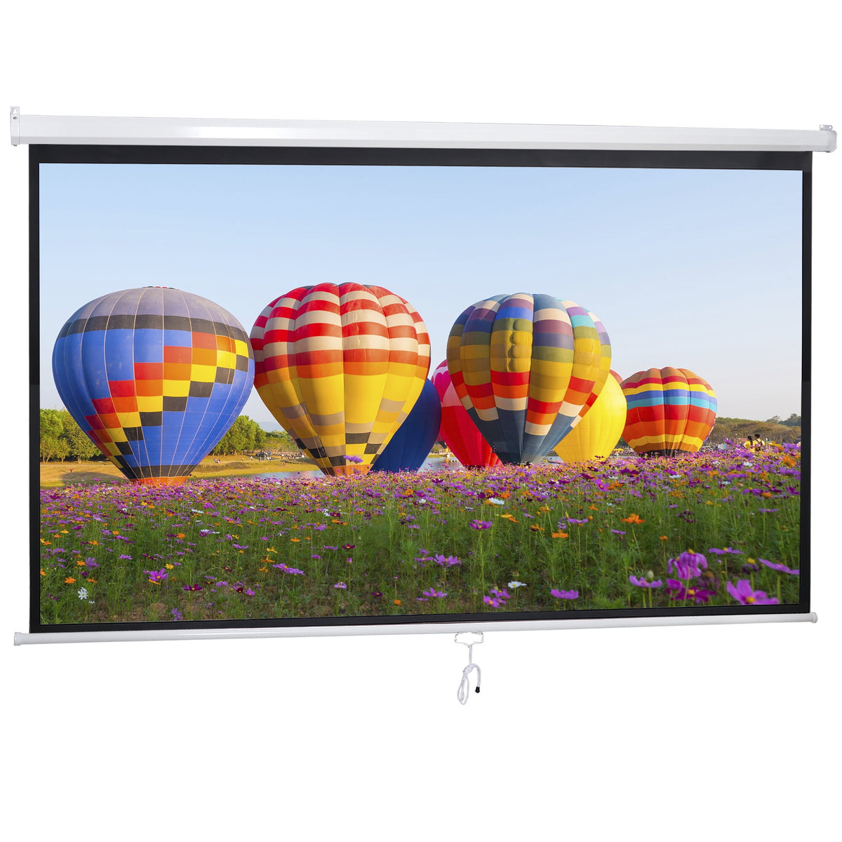 SuperDeal HD 100in Projection Screen 16:9 Auto-Lock Projector 160° View Angle Matte White