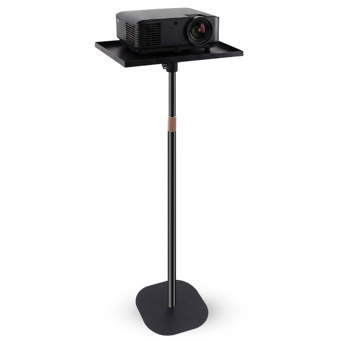 TENGDA Adjustable Floor Projector Stand 35.5‑53 Height Universal Projector Mount Tiltable Tray Heavy Duty Metal for Home Office Studio