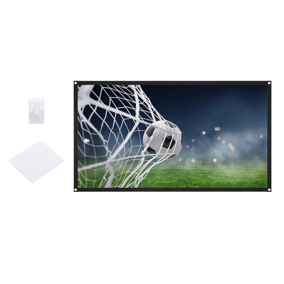 Uxcell Projector Screen 60 Inch 4K HD 16:9 Portable Ambient Light Foldable Anti-Crease Movie TV Projector Screen for Camping Patio Backyard Bedroom Indoor Outdoor Wall, Hook Type