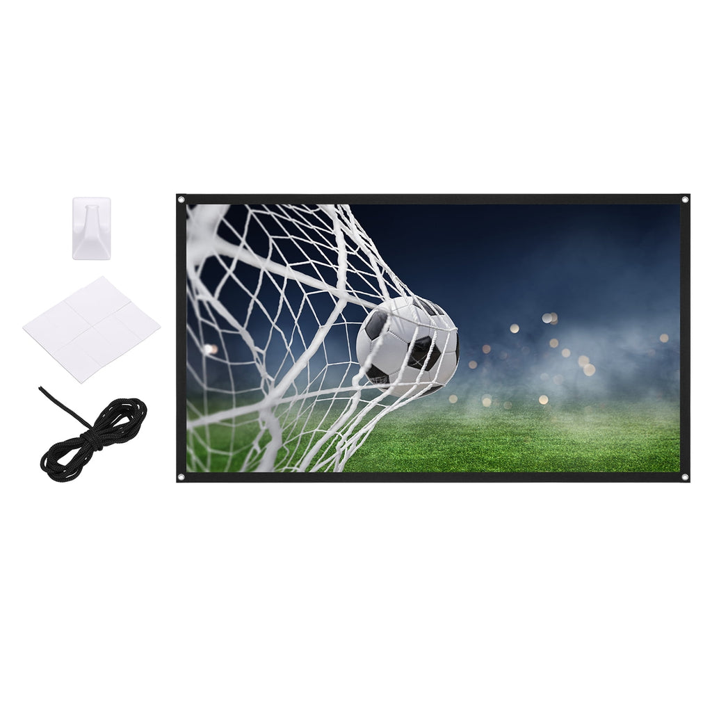Uxcell Projector Screen 60 Inch 4K HD 16:9 Portable White Foldable Anti-Crease Movie TV Projector Screen for Camping Patio Backyard Bedroom Indoor Outdoor Wall Ceiling Hanging