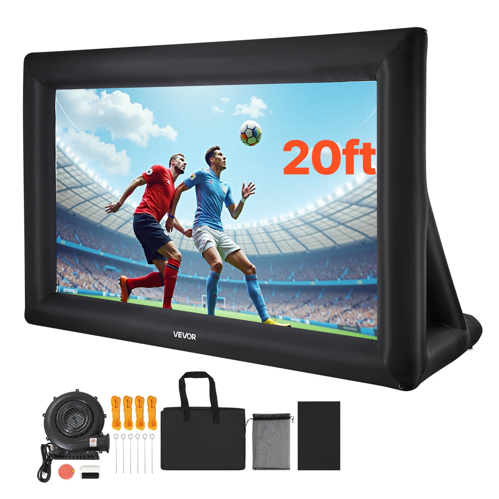 VEVOR 20FT Inflatable Projector Screen,Inflatable Movie Screen Outdoor with 250W Air Blower Projector Screen Oxford Fabric Material Blow Up Screen for Outdoor Backyard,Home Theater,Theme Party