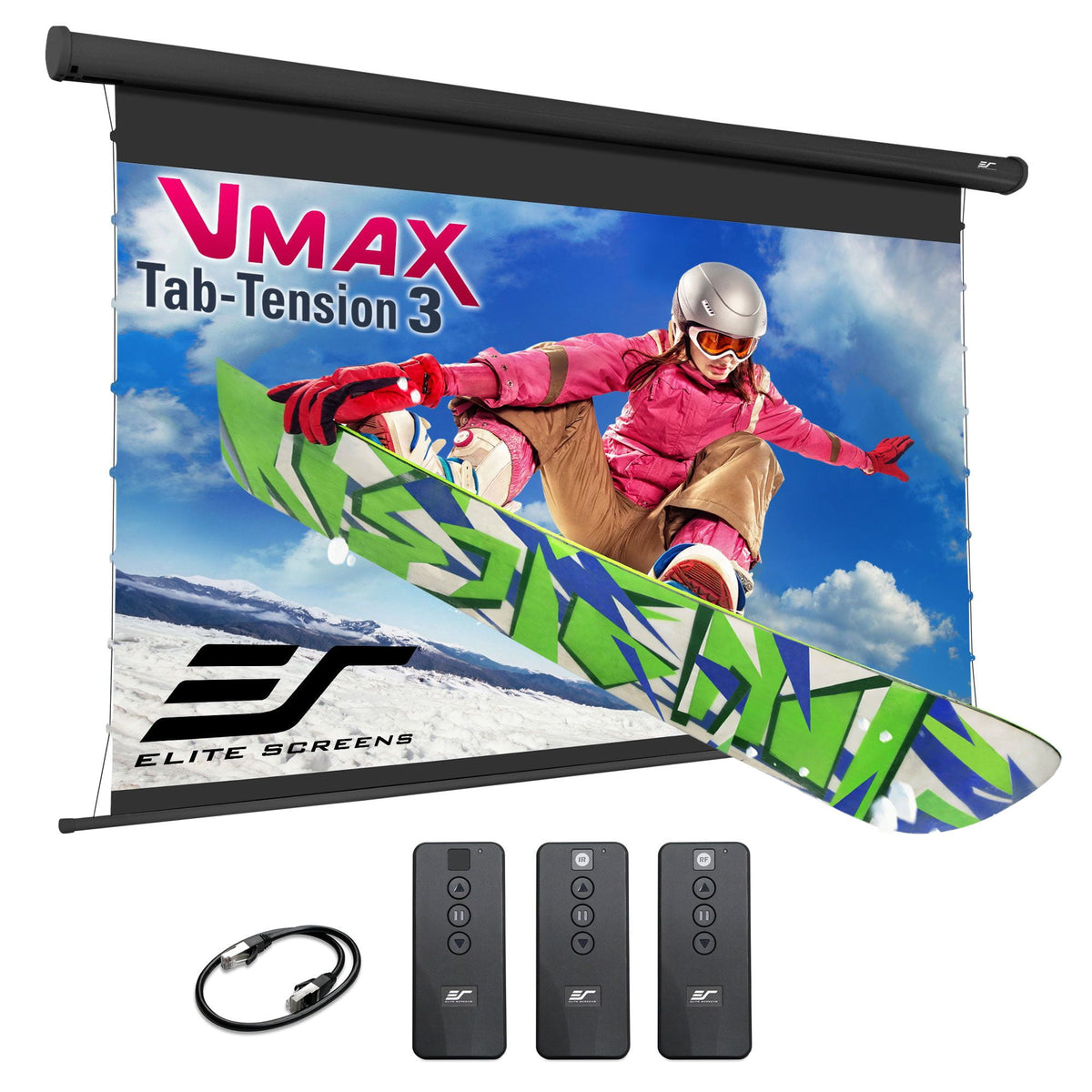 VMAX Tab-Tension3, 125"Diag,16:9,High-Contrast Gray Front Projection Electric 4K UHD Screen, VMAXT125UCH3