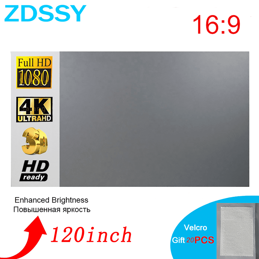 ZDSSY Wall Mount 120" Movie Indoor/Outdoor Foldable Anti-Crease Anti-Light Projector Screen, Polyester Outdoor Movie Screen For Travel Home Theater