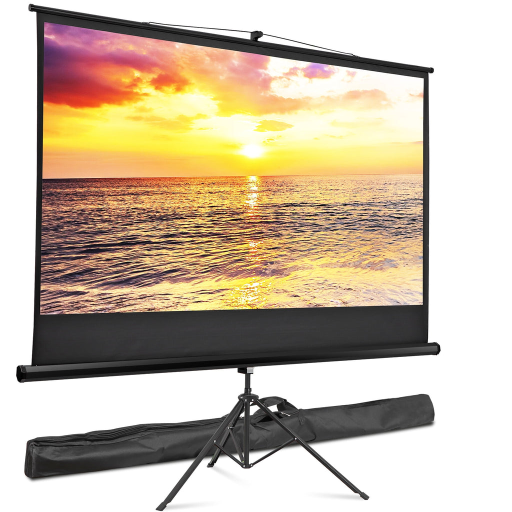 ZENSTYLE 84" 16:9 HD Projector Screen Stable Tripod Stand Movies Presentations with Carry Bag Black