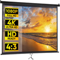 ZENSTYLE Projector Screen 72 inch 4:3 HD PVC Manual Projection Screen Home Theater Office Black