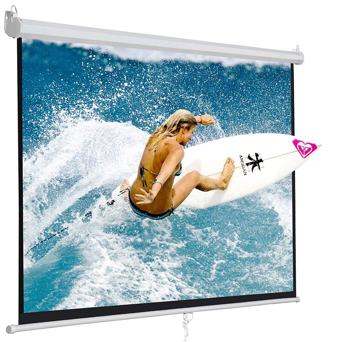 ZENY 120" 1:1 Manual Pull Down Auto Lock Projector Projection Screen Home Theater Presentation White