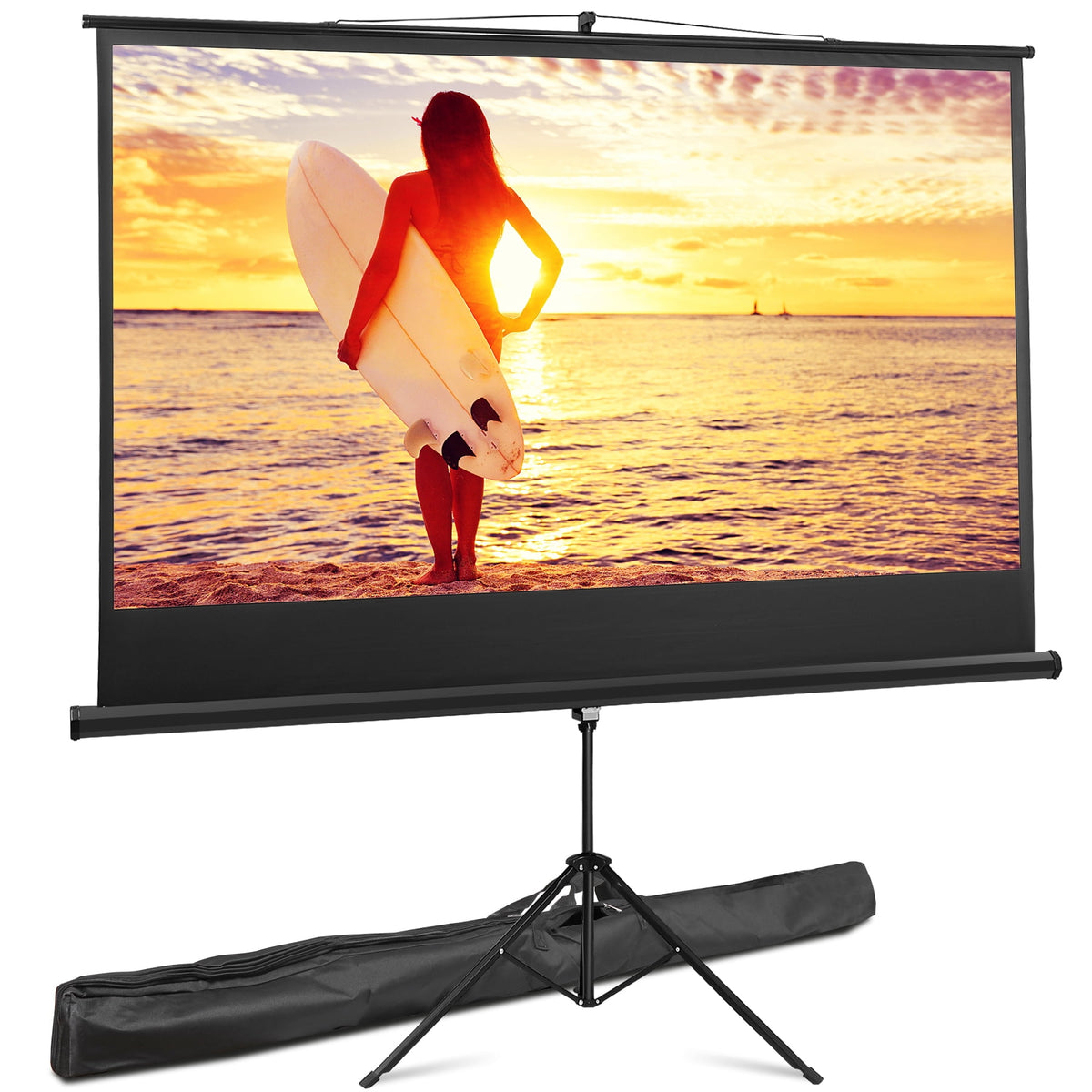 ZENY 84 Inch Projector Screen with Stand 16:9 HD Portable Outdoor Movie Screen Height Adjustable Tripod Projection Screen with Carry Bag