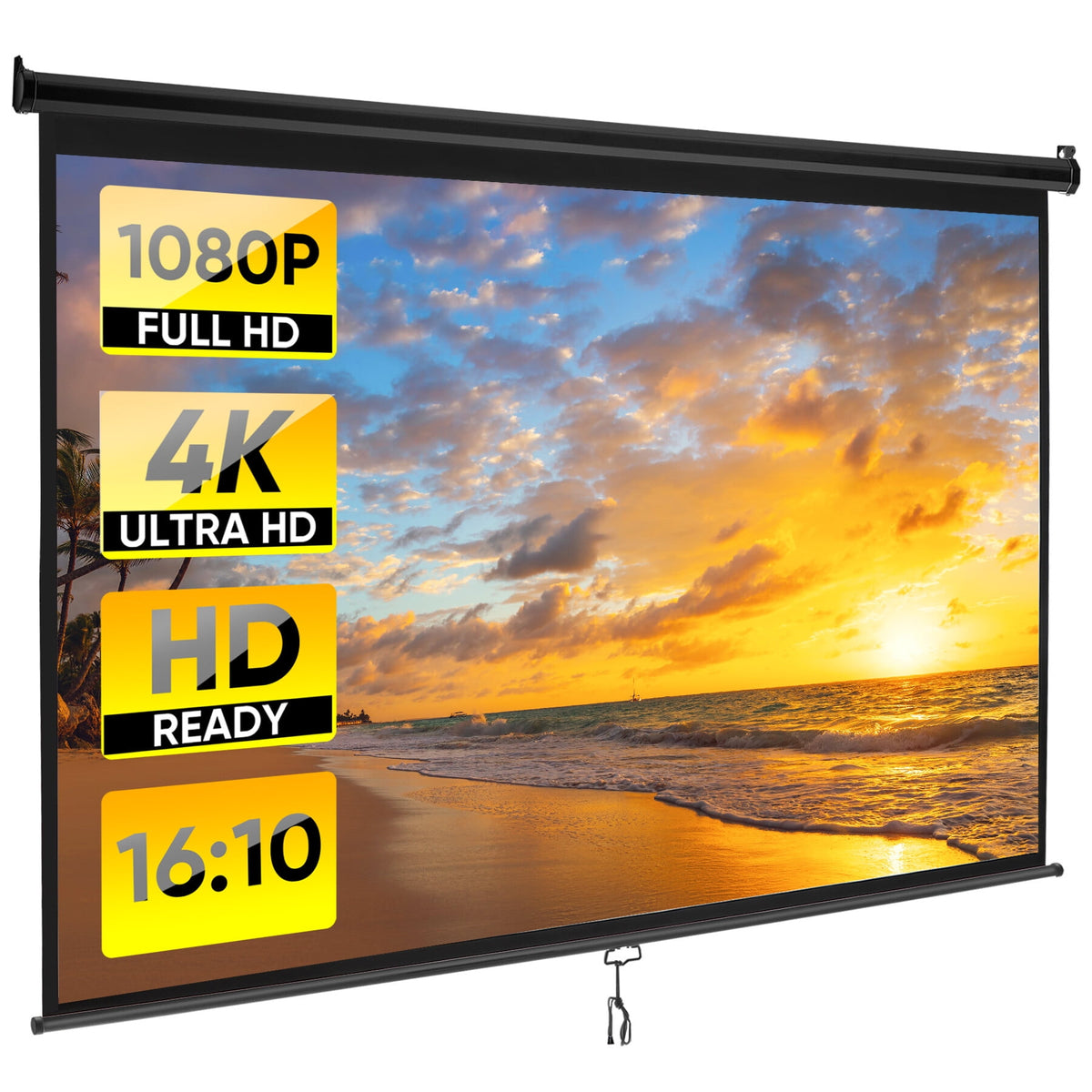 ZENY Projector Screen 100 inch 16:10 HD 4K Projections Home Theater Presentation Education Outdoor Indoor Public Display, Black