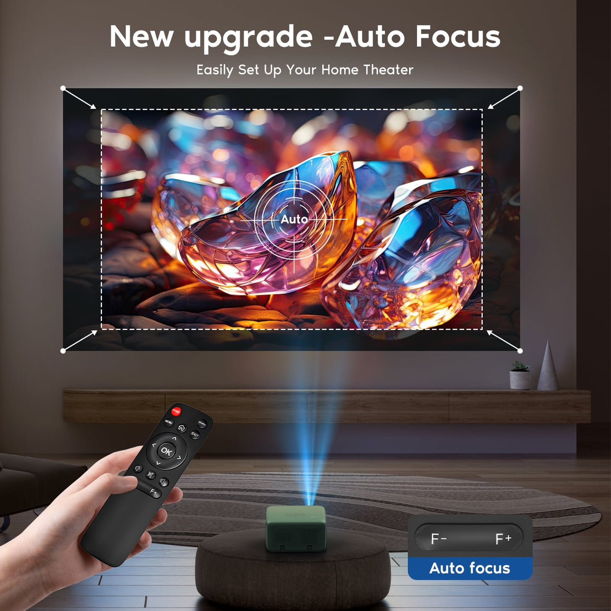 [Electric Focus]Faltopu Mini WIFI Bluetooth Projector 4K Support Native 1080P, 18000LM Outdoor Movie Projector, Home Theater Projector Compatible with IOS, Android, PC, TV Stick, HDMI, USB