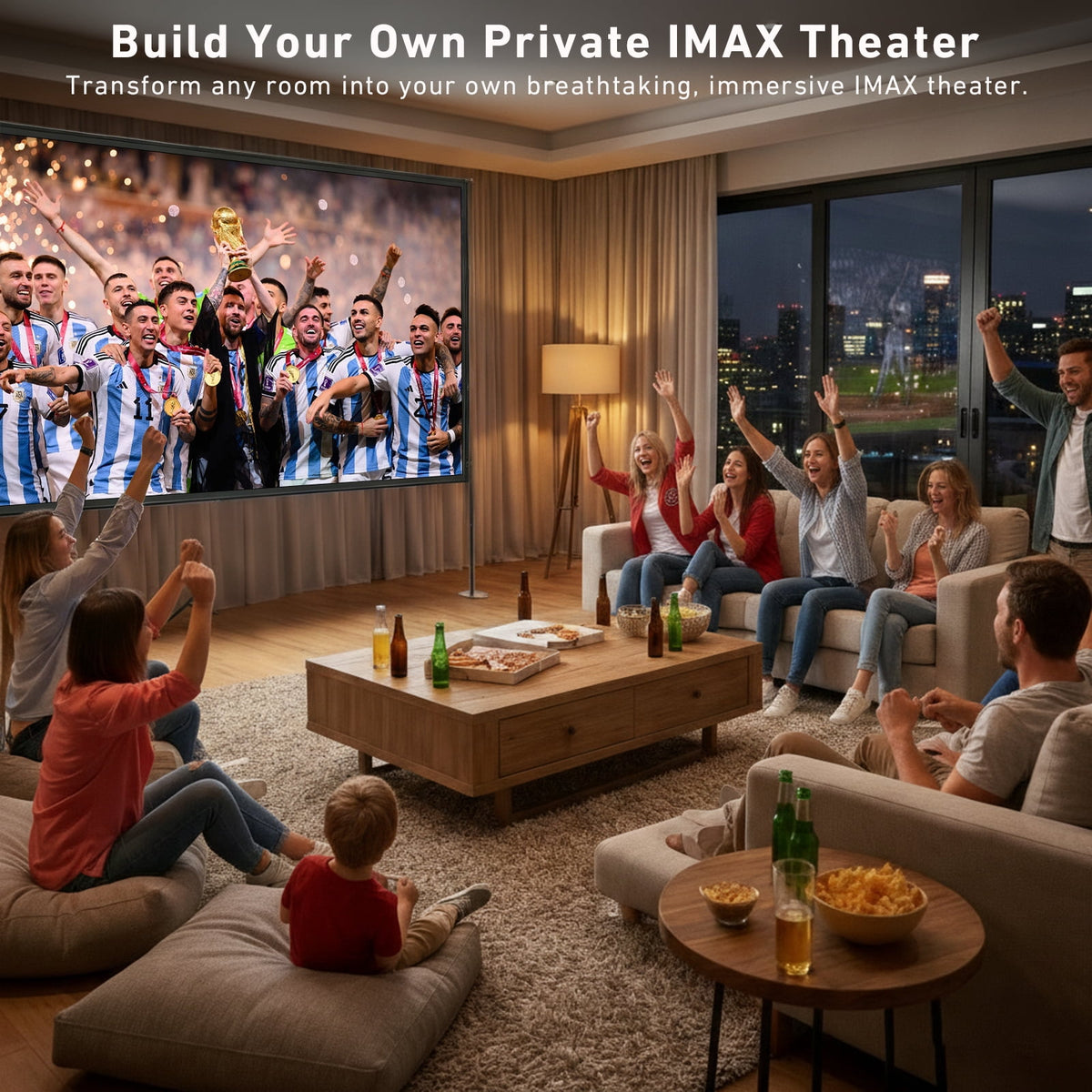 150 Inch Projector Screen 4K Ultra HD Wrinkle-Free Projection Screen with 160° Wide Viewing Angle, Perfect for Ball Games, Sports Matches, TV Shows, Movies & Indoor