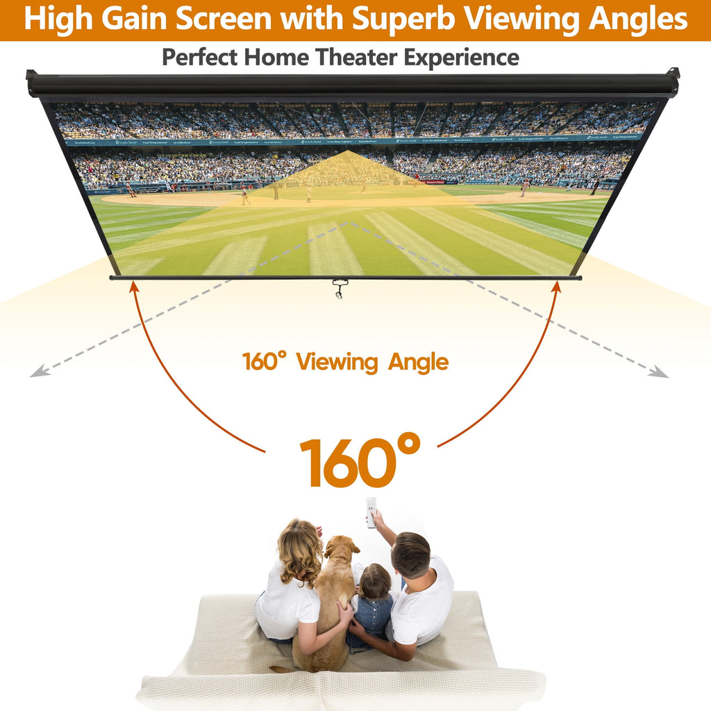 ZENSTYLE Projector Screen 72 inch 4:3 HD PVC Manual Projection Screen Home Theater Office Black