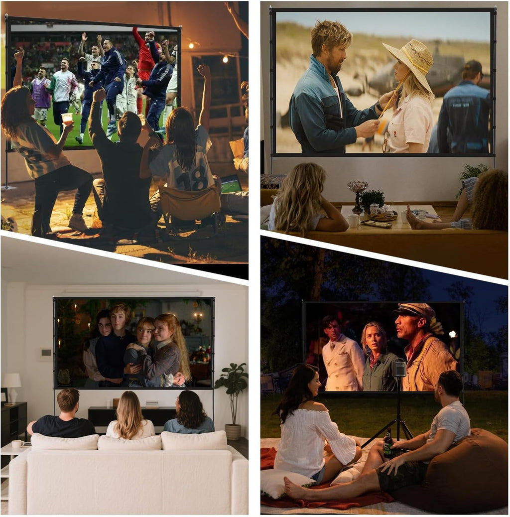 Projector Screen with Stand - 100 Inch Outdoor Projector Screen Portable Projector Screens 16:9 4K HD Outdoor Movie Screen with Carry Bag Can Enjoy Home Theater Projection Screen