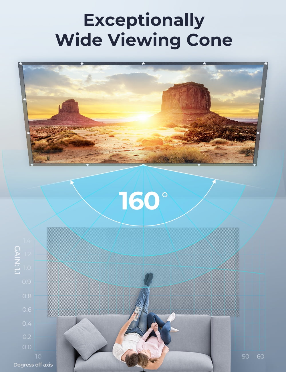 VANKYO Projector Screen 120 inches 16:9 Portable Indoor Outdoor Projection
