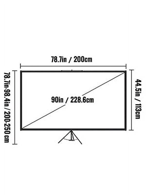 VEVOR Tripod Projector Screen with Stand 70 inch 4K HD 16:9 Home Cinema Portable