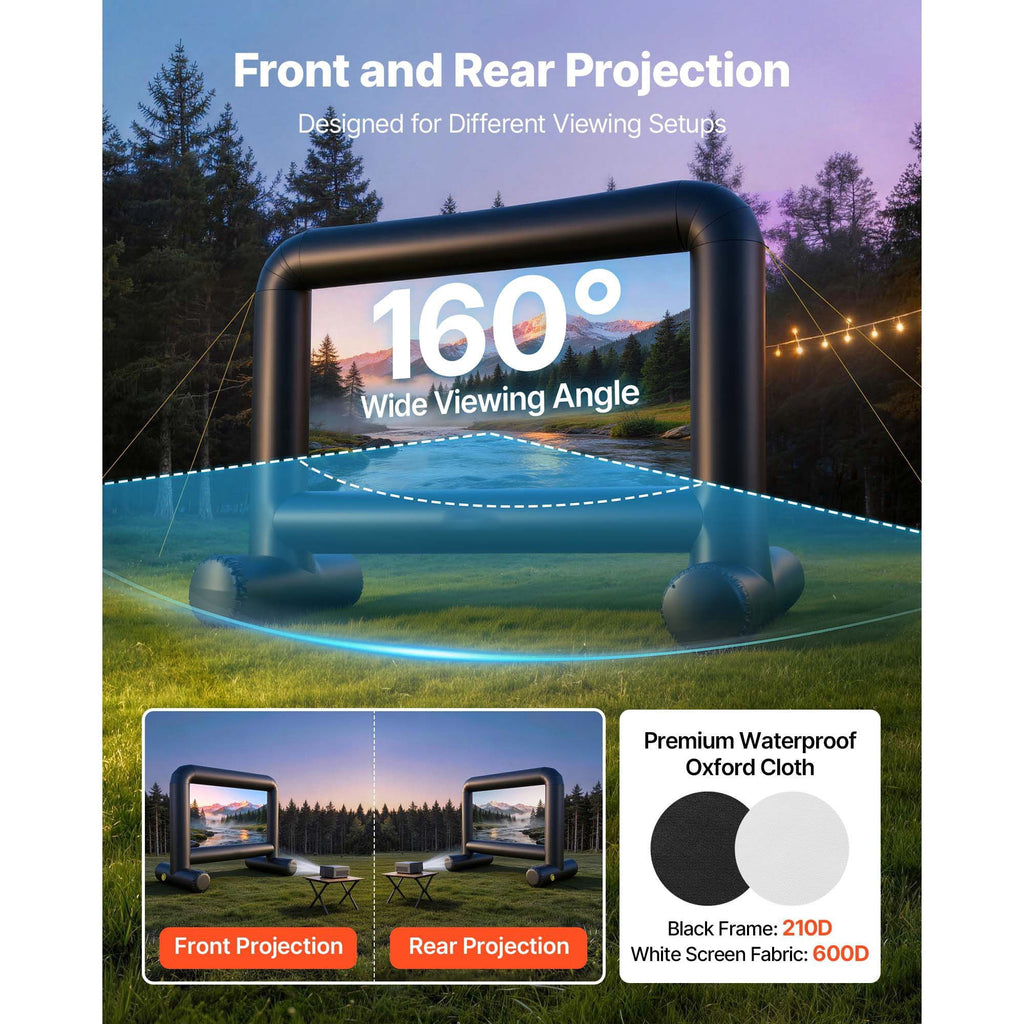 Inflatable Movie Screen, 14 ft Outdoor Inflatable Projection Screen with Portable Storage Bag, Front