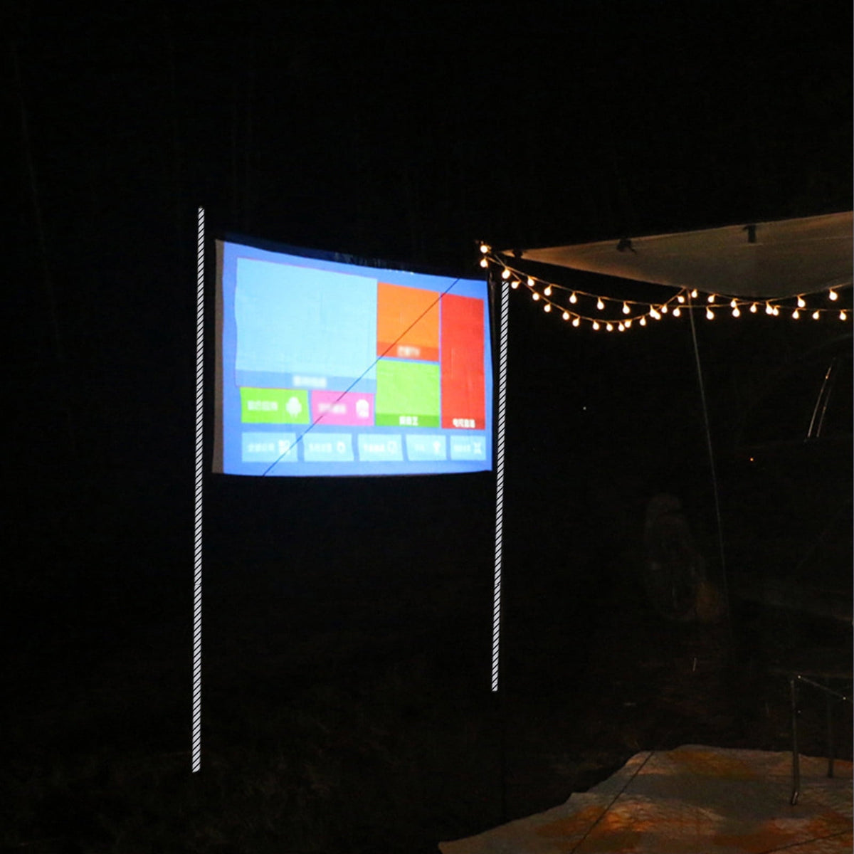 Pretxorve Tension Pole Mount 130" Movie Projector Screen, White