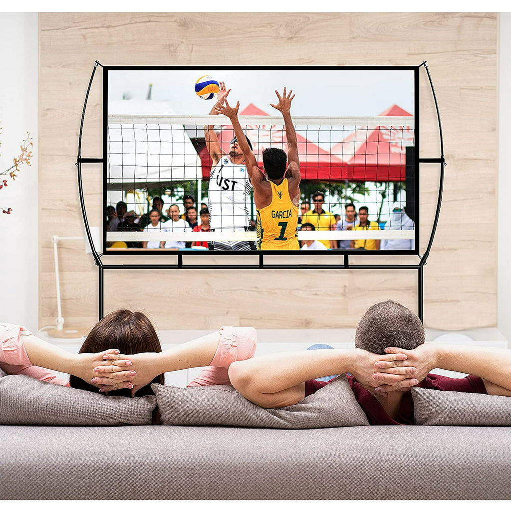 Projector Screen with Stand Foldable Portable Movie Screen 120 Inch, HD 4K Double Sided Projection Screen Indoor Outdoor Projector Movies Screen for Home Theater,16:9
