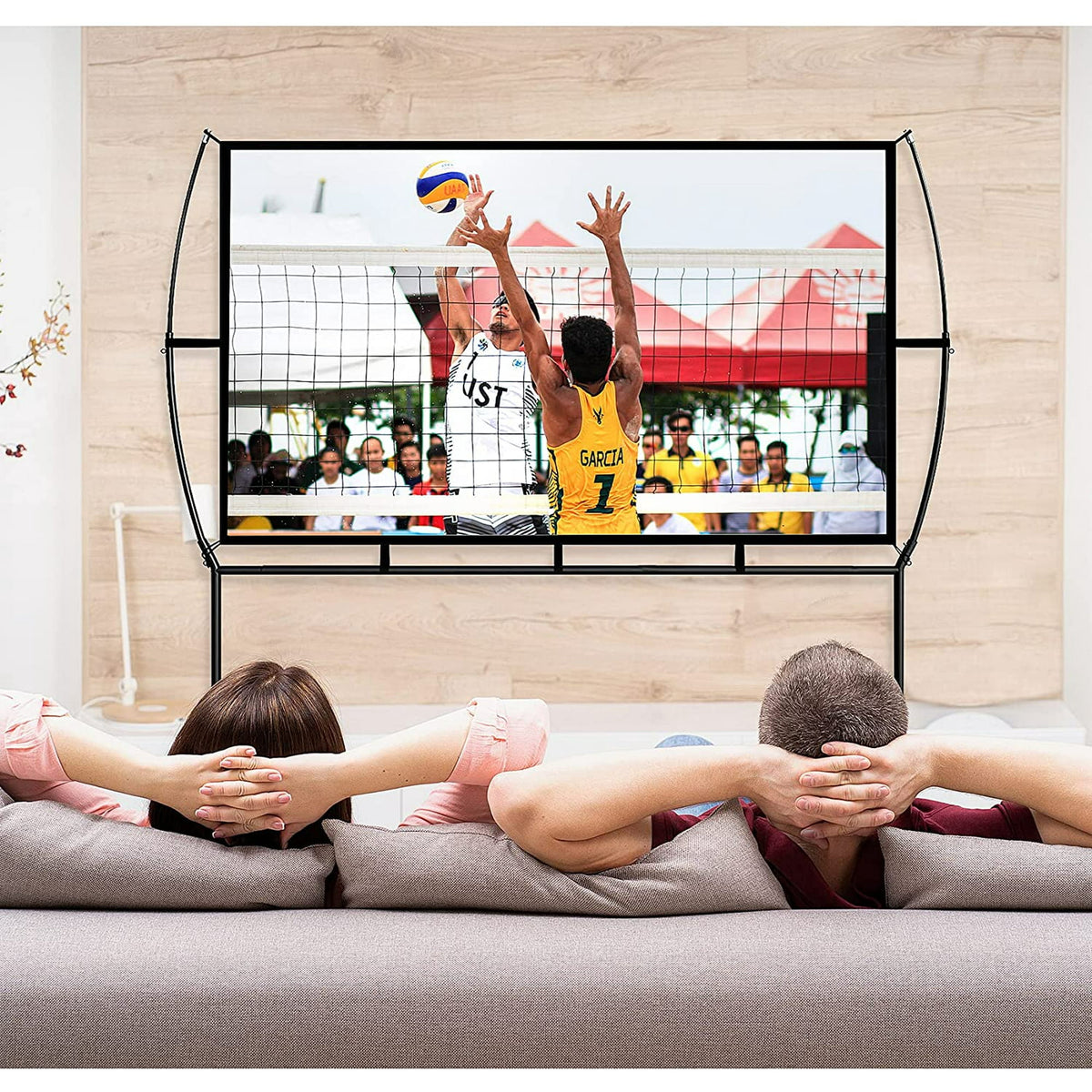 Projector Screen with Stand Foldable Portable Movie Screen 120 Inch, HD 4K Double Sided Projection Screen Indoor Outdoor Projector Movies Screen for Home Theater,16:9