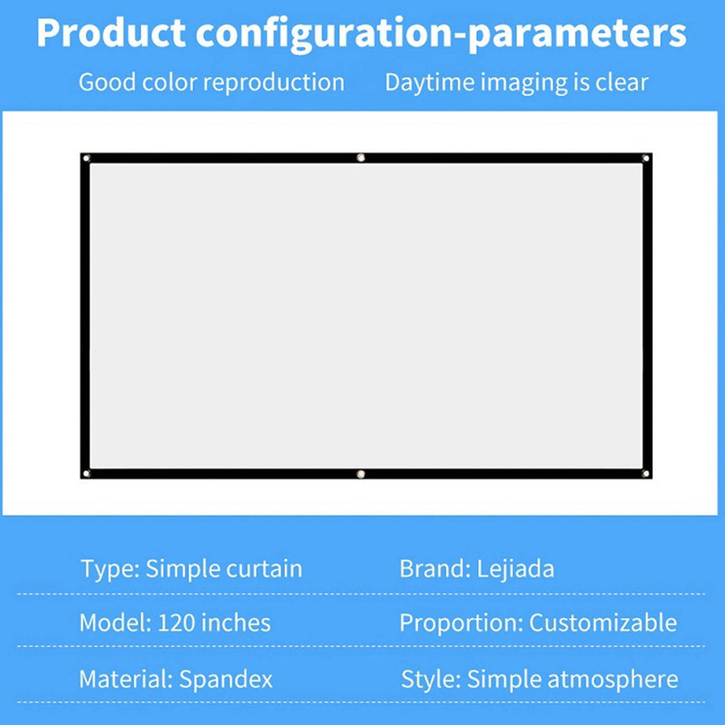 60-150 inch Portable Foldable Projector Screen – HD 16:9 Home Theatre, Outdoor Movie, Easy Install, Durable Polyester, Multi-Size Options‌