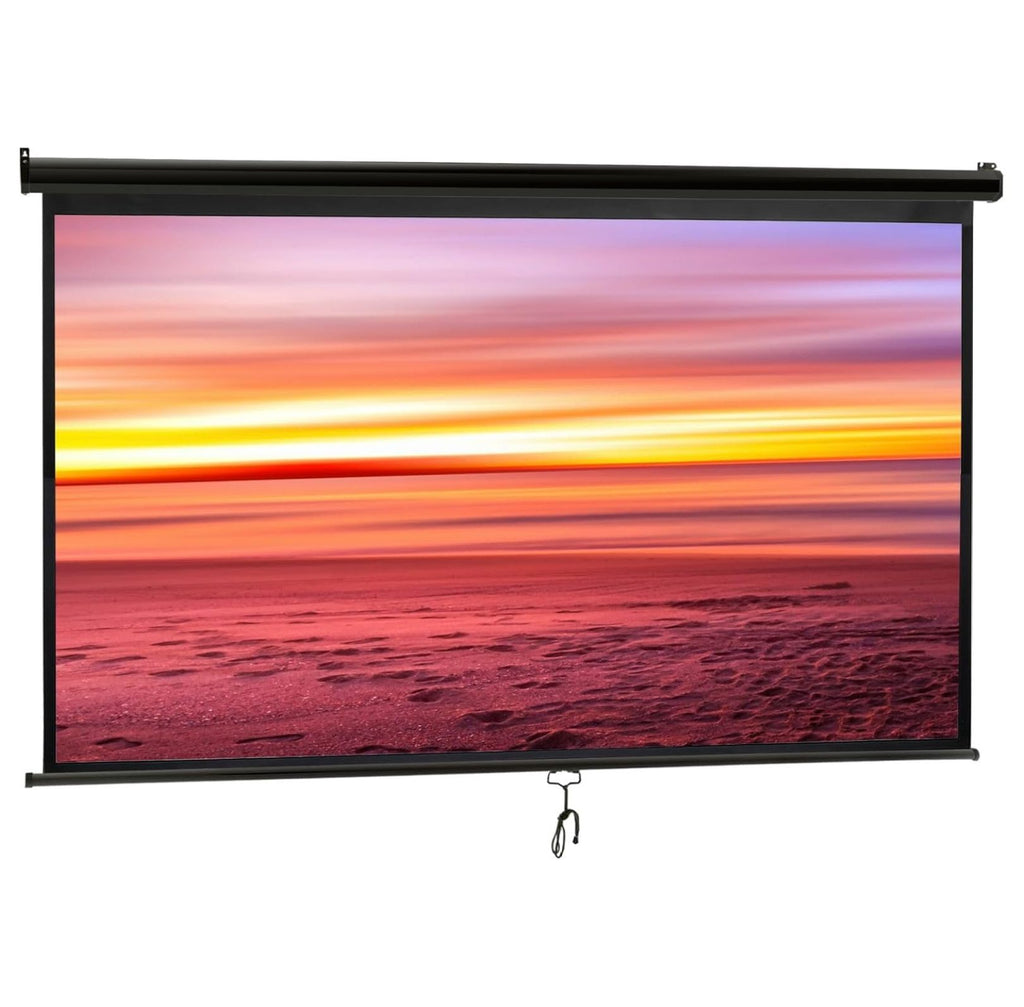 SONGMY 100 Inch Outdoor Projector Screen 16:9 - HD Pull Down Projection Screen, Portable Folding Home Theater Movie Screen for Indoor Outdoor Use