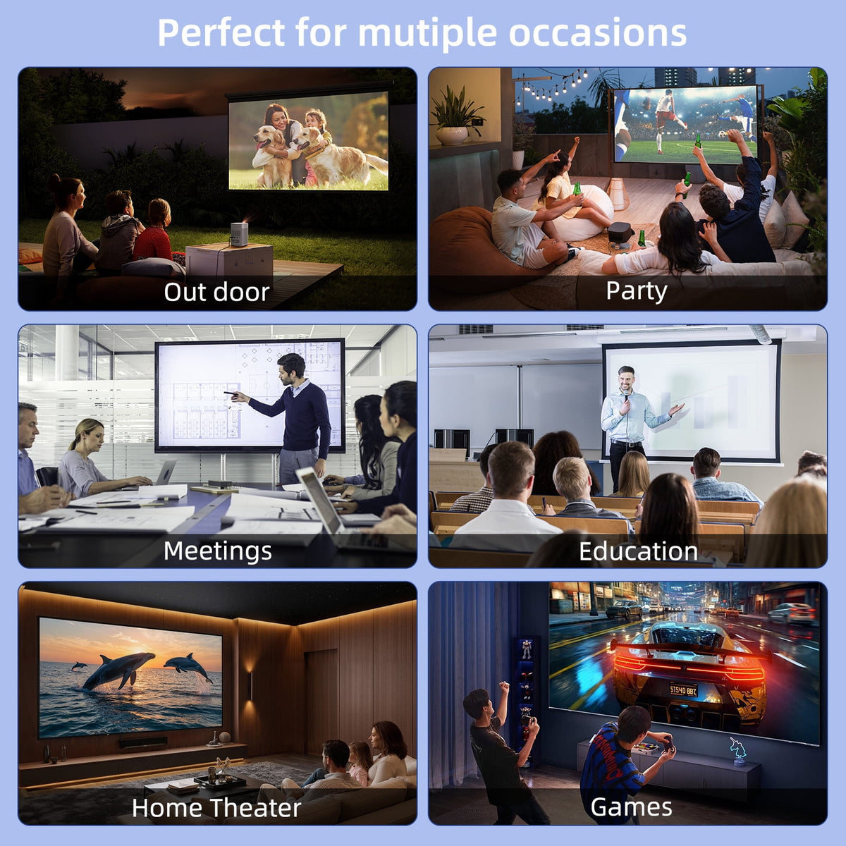 120 inch Projector Screen 16:9 Foldable Anti-Crease Portable Projector Movies Screens for Home Theater Outdoor Indoor Support Double Sided Projection