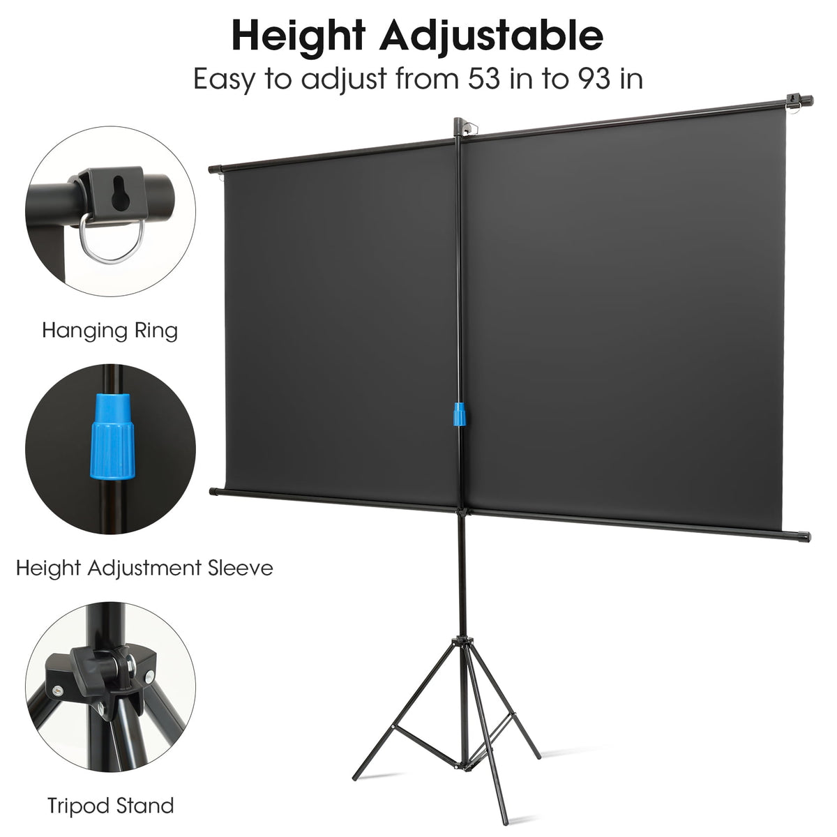 SCREENMAX Outdoor Projector Screen with Stand, 80 inch 16:9 4K HD Wrinkle-Free and Foldable Projection Screens for Outdoor Indoor