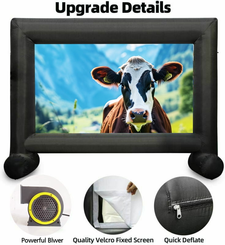 14 Feet Inflatable Projector Screen Outside Blow Up Movie Screen- Includes Inflation Fan, Tie-Downs and Storage Bag- Great for Outdoor Party Backyard Pool Fun