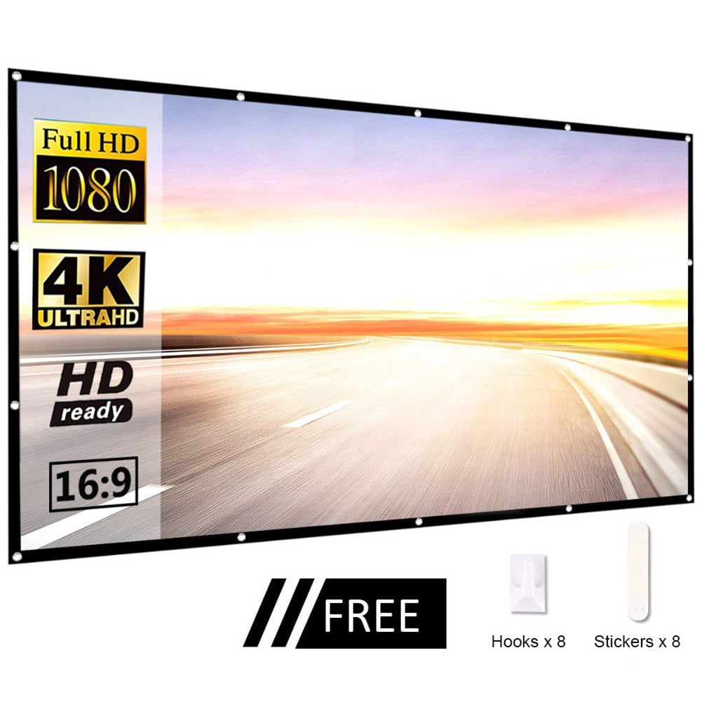 60-150 Inch Projector Screen 16:9 Foldable Portable Projector Movies Screens For Home Theater Outdoor Indoor Projector Curtain