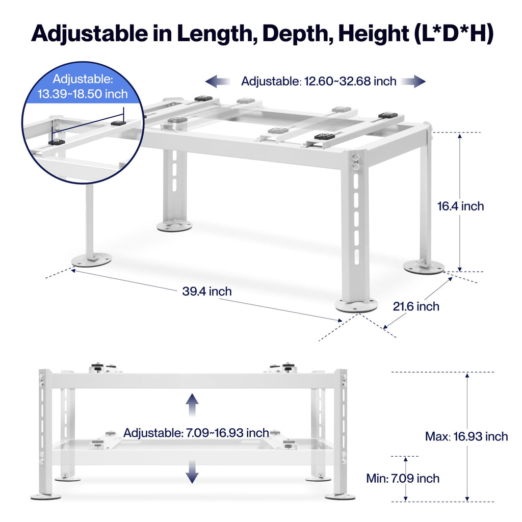 DELLA Mini Split Ground Stand for 9000-45000 BTU Ductless Air Conditioners Heat Pumps System & HVAC, Heavy Duty Steel Powder Coated, Adjustable Width Mini Split Condenser Stand, Max Load: 440 LBS