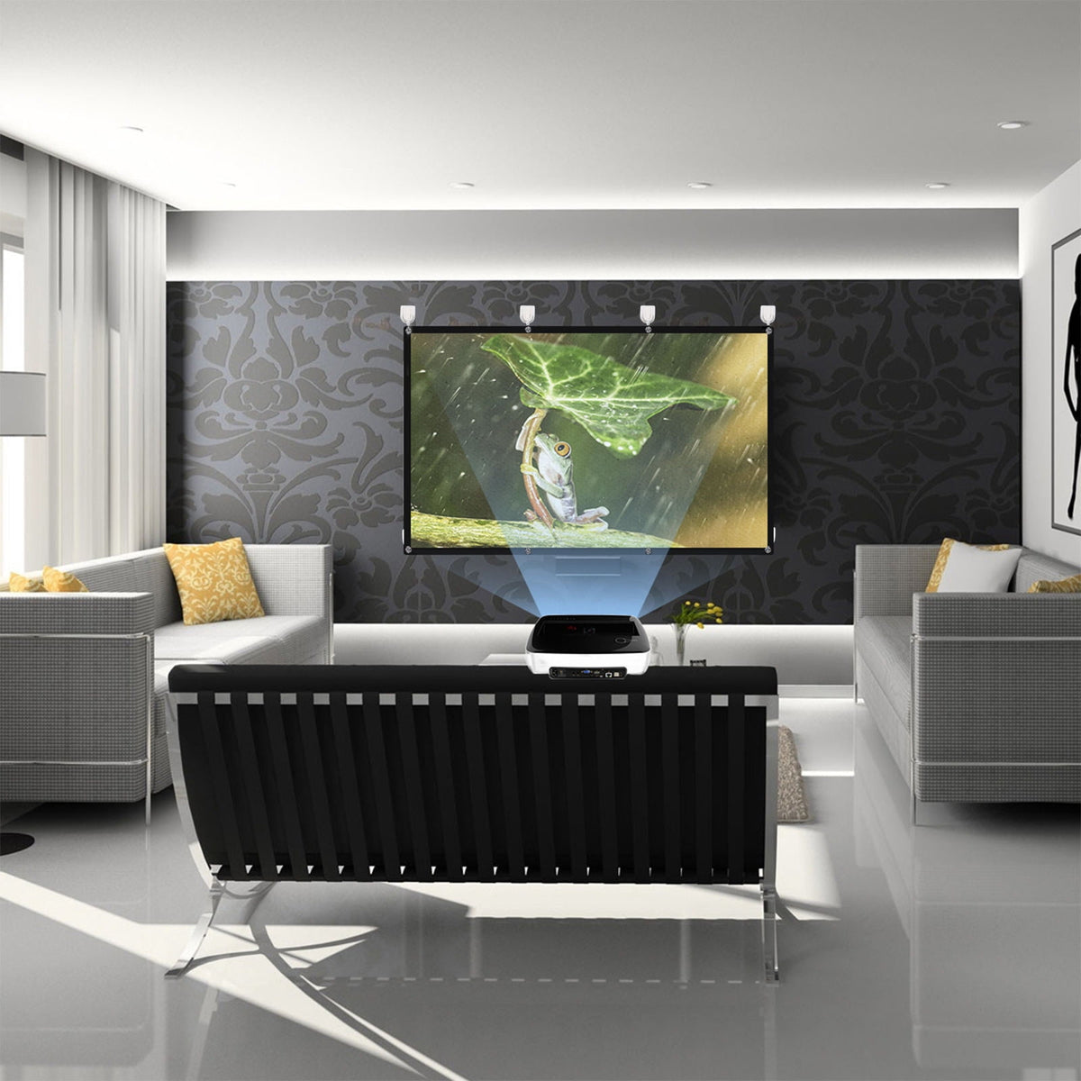 FELTECHELECTR 1Pc White Projector Screen Cloth For Home Theater And Business 100 Inches
