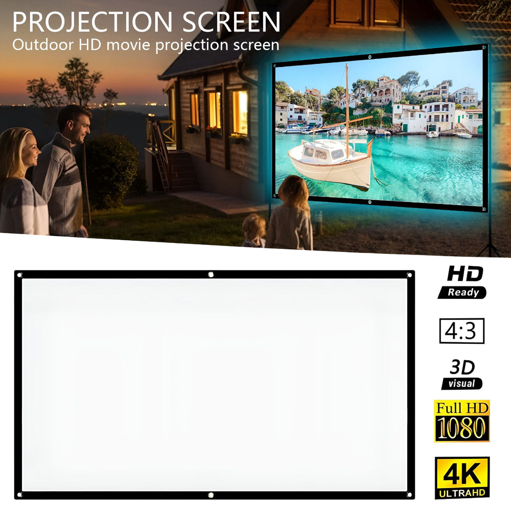 GJX 2026 New Outdoor Projector with Screen Screen Projection Movies Screen Anticrease Portable for Home Outdoor Indoor Support Double for Movie Nights,Backyard Parties,Camping,Events,Home Theater