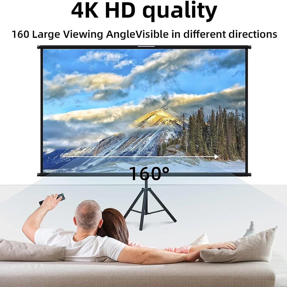 GAINVANE Projector Screen With Stand Metal Grey Anti-Light 84 inch For Home Theater Outdoor Bracket Projection Screen